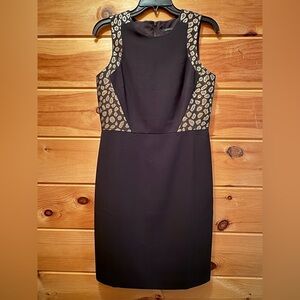 Ann Taylor Black and Gold Sheath Dress Sleeveless Scoop Neck NWOT